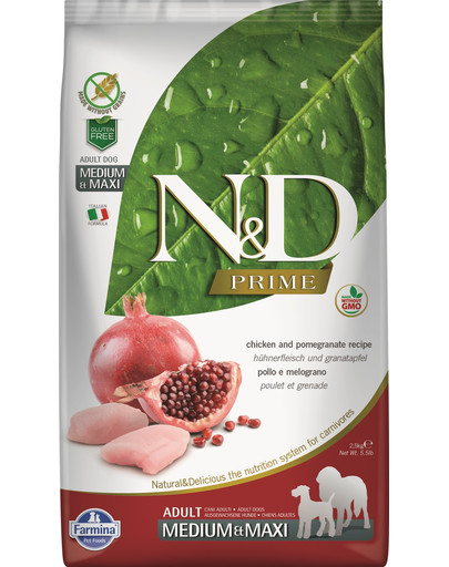 N&D Prime dog adult medium & maxi chicken & pomegranate 2,5 kg