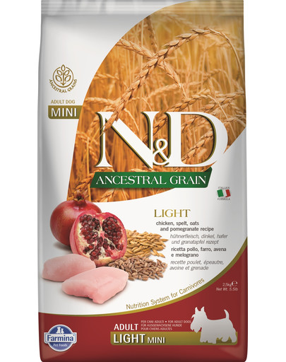 N&D Ancestral Grain dog light chicken & pomegranate 2,5 kg