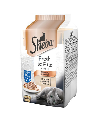 saszetka 72*50g Fresh & Fine - mokra karma dla kotów w sosie (z Mięsem Drobiowym, z Indykiem, z Łososiem)