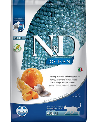 N&D Ocean Cat adult herring, pumpkin & orange 5 kg
