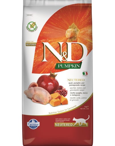 N&D Pumpkin Cat neutered quail & pomegranate 5 kg