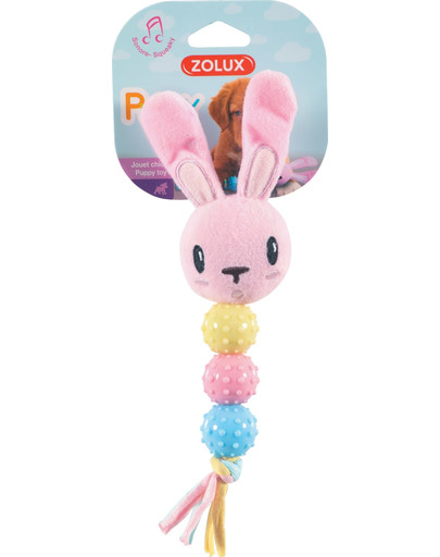 Zabawka pluszowa dla szczeniaka królik grzechotka, z dźwiękiem różowa
