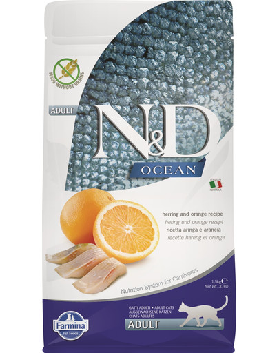 N&D Ocean Cat adult herring and orange śledź i pomarańcza 5 kg
