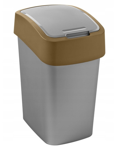 Kosz na śmieci "FLIP BIN" 9L srebny/brązowy