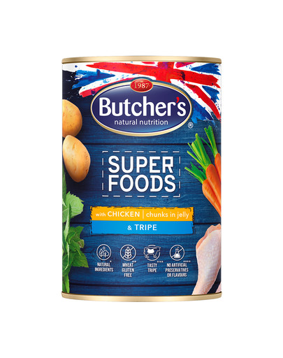 Superfoods Dog Tripe z kurczakiem kawałki w galarecie 400 g