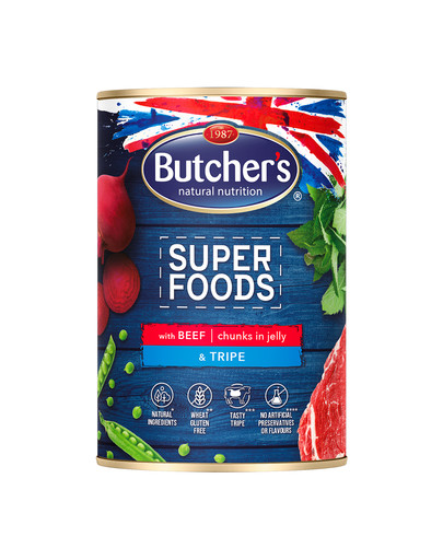 Superfoods Dog Tripe z wołowiną kawałki w galarecie 400 g