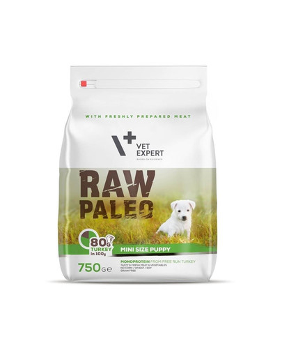 RAW PALEO Puppy Mini turkey 750 g dla szczeniąt ras małych indyk