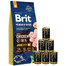 BRIT Premium By Nature Junior Medium M 15 kg + mokra karma z drobiem 6x1240 g