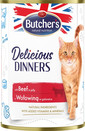 Delicious Dinners, karma dla kota, kawałki z wołowiną w galaretce, 400g